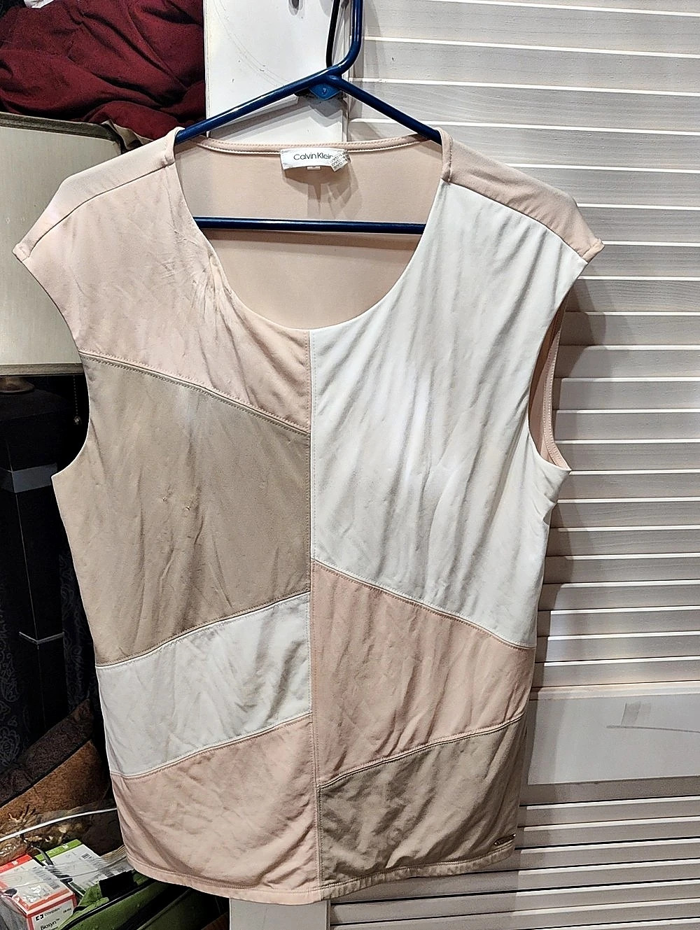 Calvin Klein Color Block Tunic in Pink & White